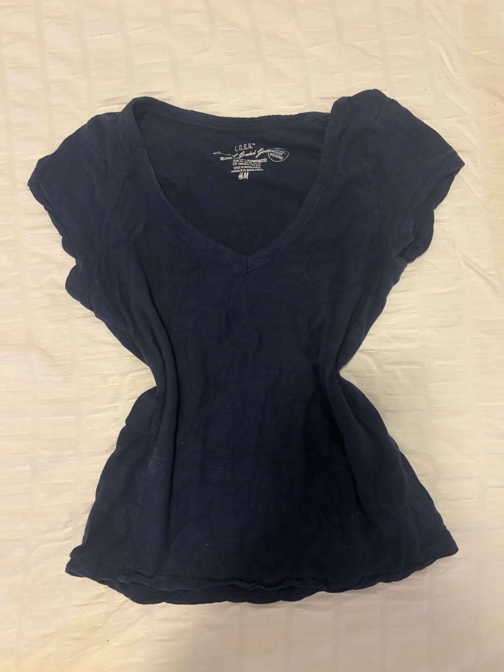 H&M Navy V-Neck Short Sleeve Tee